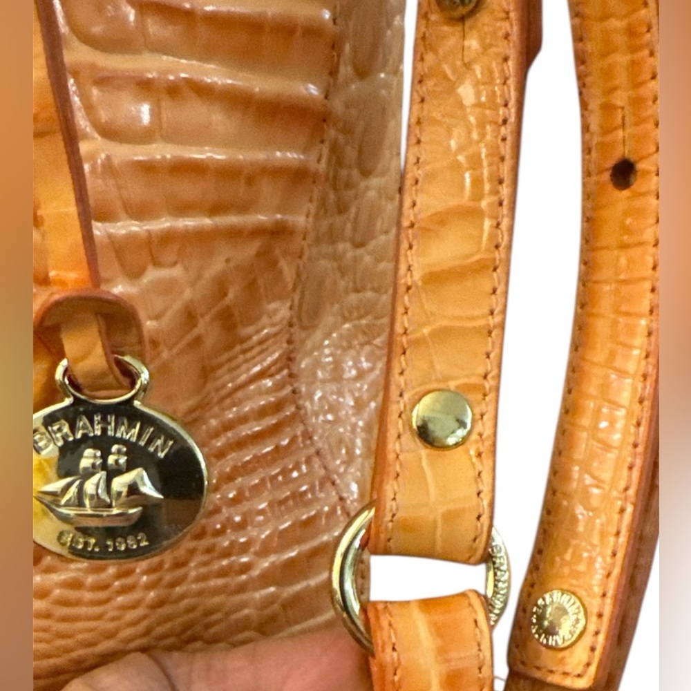 Brahmin Melbourne - Small Lena Leather Satchel - Cantaloupe Genuine Leather - Picture 3 of 8